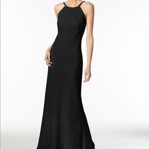 Calvin Klein Open Back Halter Gown, Black, Size 4
